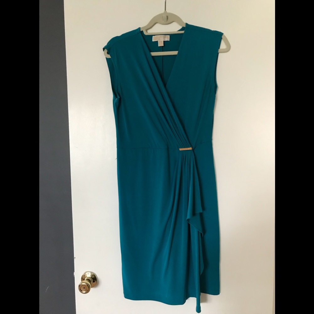 Michael Kors teal cross front dress size S